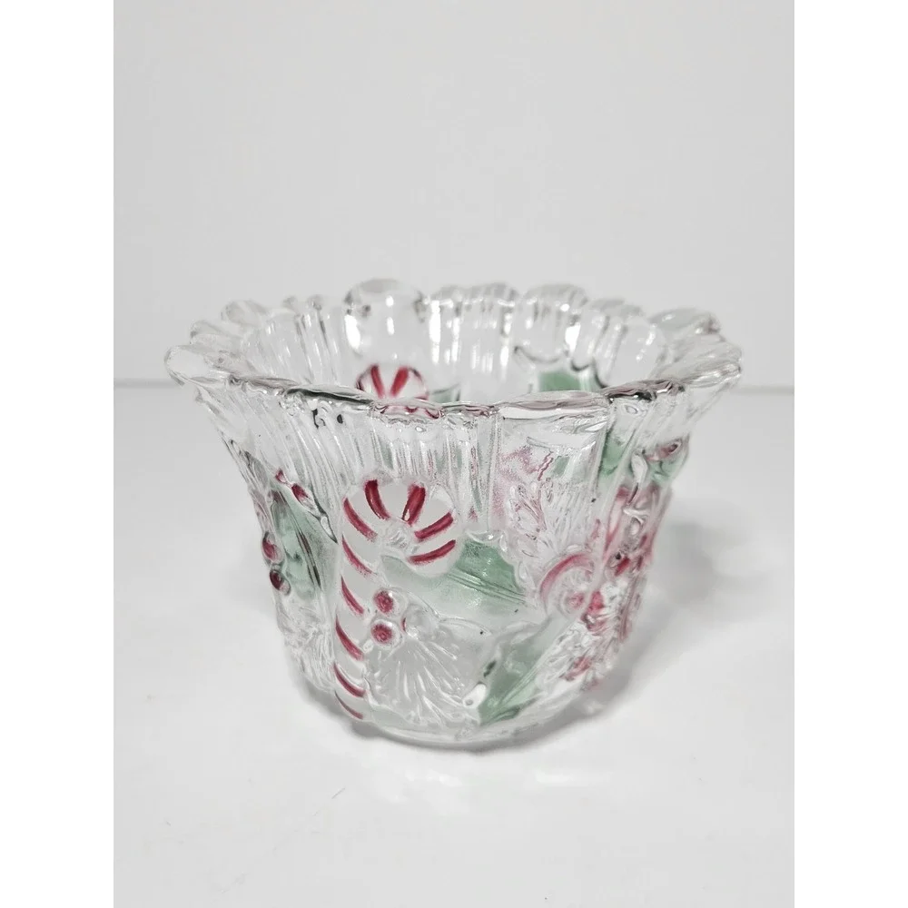Mikasa Celebrations Festive Wreath Crystal Christmas Votive Candle Holder Candy
